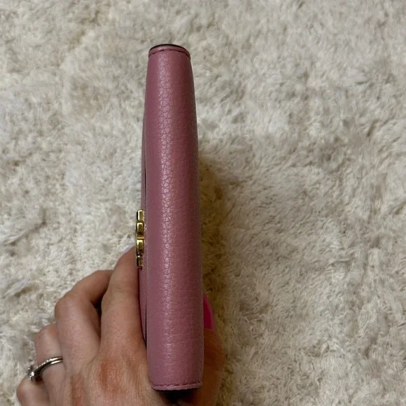 Tory Burch Kira Mauve Pebbled Leather Medium Flap Wallet - Picture 6 of 11